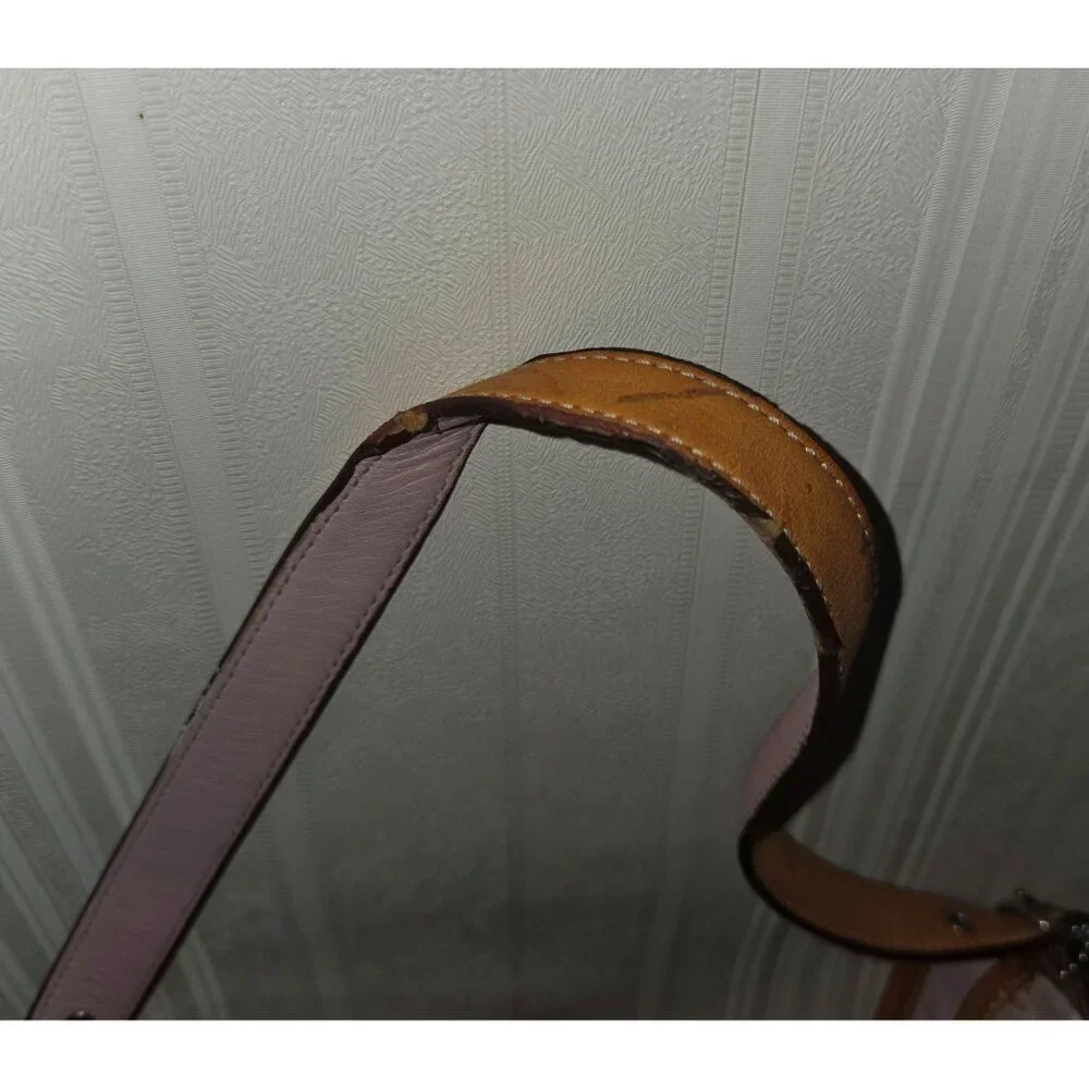 COACH Signature Canvas Shoulder Hand Bag purse with Leather Trim One Strap 7028 - Picture 4 of 12